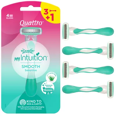 Immagine prodotto di Wilkinson Quattro MyIntuition, rasoio per pelli sensibili (confezione da 4 pezzi)