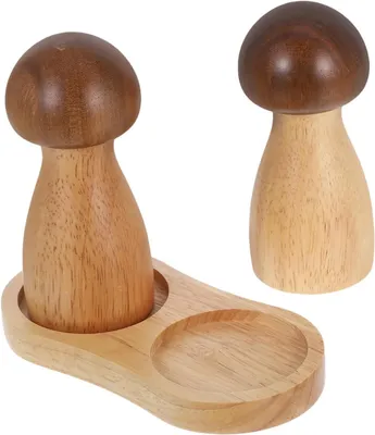Produktbild von Manuelle Salz- und Pfeffermühle aus Holz, pilzförmiger Pfefferstreuer für Küche und Esstisch