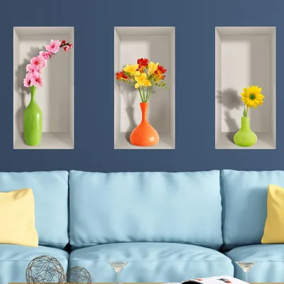 Produktbild von Bunte 3D-Frühlingsblumenaufkleber, 80 x 120 cm