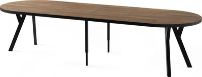 Produktbild von Esstisch Rund Groß XXL Ausziehbar im Loft-Stil – 100 bis 300 cm – Extra Lang Ausziehtisch mit Schwarzen Holzbeinen, Industrieller Tisch für 5-16 Personen – Eiche Dunkelbraun Rustikal