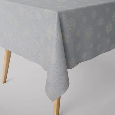 Produktbild von SCHÖNER LEBEN. Tischdecke Eiskristalle hellblau silber beige Größe 130x200cm