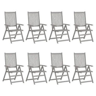 Image de Chaises de jardin réglables avec coussins 8 pcs. Gris acacia