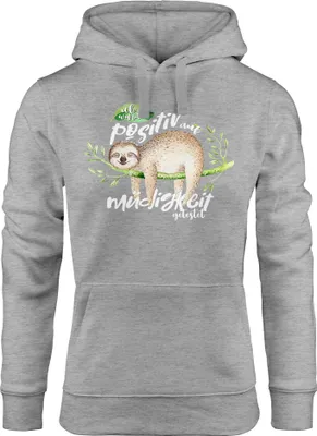 Produktbild von Kapuzen-Pullover Damen Hoodie Faultier Ich wurde positiv auf Müdigkeit getestet Sloth Moonworks® grau S