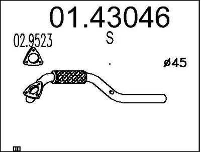 Produktbild von MTS Abgasrohr Auspuffrohr für OPEL Meriva A (X03) Vorne 01.43046