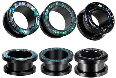 Productafbeelding van Dailygoods- Oortunnel Set van 6 - Roestvrij Staal - Schroef-Fit - Piercing Sieraden - Maten 8mm/10mm/12mm/16mm/19mm/22mm/25mm - Geschenkpakket