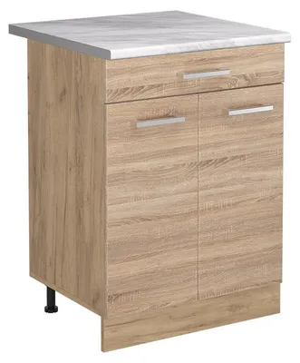 Produktbild von Küchenunterschrank Vicco R-Line Sonoma/Goldkraft Eiche 60 cm mit Schublade Arbeitsplatte Marmor, Model 61225