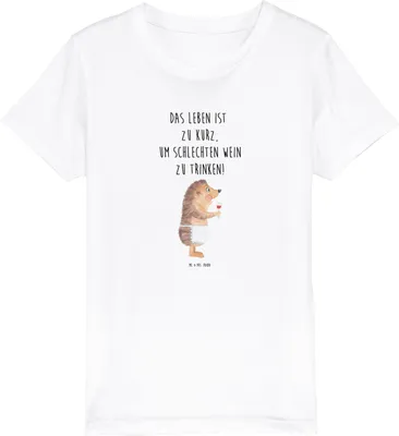 Produktbild von Mr. & Mrs. Panda Kleinkinder T-Shirt Igel Wein 5-6 Jahre (110/116) - Weiß - Geschenk, Lustige Sprüche, Weißwein, Kindershirt, Weinglas, Organic Kinder, Spruch, Shirts für