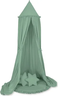 Immagine prodotto di Set: baldacchino sospeso per la cameretta, tappetino con volant, cuscino - Salvia