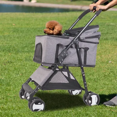 Produktbild von WISFOR 2 v 1 Kočárek pro psy Dog Box Kočárek pro psy skládací do 20 kg Kočárek pro domácí zvířata se síťovanými okny a pláštěnkou Jogger Cat Buggy