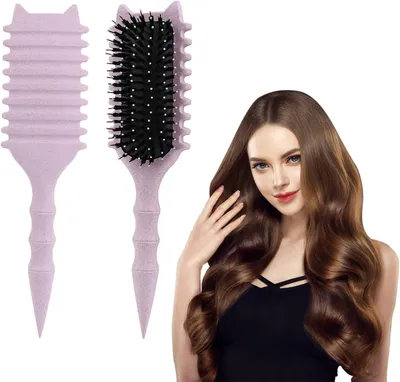 Imagen del producto de Cepillo para el cabello con cerdas naturales, color púrpura, ideal para un secado y peinado rápidos