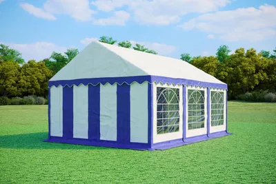 Obrázek produktu pro Párty stan 4x6m PVC Standard 500 g/m² - Modro-bílá
