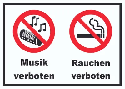 Produktbild von Schild Musik und Rauchen verboten A6 (105x148mm)