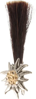 Hutanstecker Edelweiß mit Gamsbart von Hut-Breiter in silber