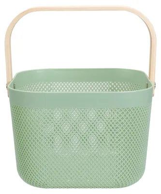 Image de Panier de rangement avec poignée en bambou, 24 cm, vert, H&L