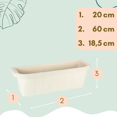 Produktbild von 2er Set Blumenkasten Balkongeländer Balkon Blumenkasten Balkonkasten mit Halterung Geländerkasten mit Wasserspeicher Rattan Optik Weiß 60 cm