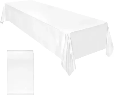 Obrázok produktu pre Saténový obrus, elegantný dizajn, vodoodolný a olejoodolný, 145CMX260CM-c, BIELY