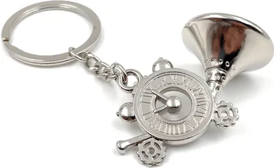 Image de Onwomania Porte-clés - Horloge cor de chasse tuba - porte-bonheur idéal comme cadeau