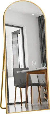 Produktbild von Ganzkörperspiegel - Standspiegel & Wandspiegel - 162 x 53 cm - Aluminiumrahmen - Modernes Design - Gold