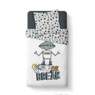 Imagen del producto de Juego de sábanas para niña KOOL, 140 x 200 cm, color gris con unicornio