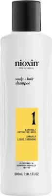 Immagine prodotto di Nioxin Scalp + Hair System 1 Shampoo Detergente profondo per capelli non trattati Previene il diradamento dei capelli con Biotina e Niacinamide 300ml
