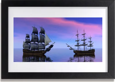 Produktbild von Bild 30x20 MDF-Rahmen Wandkunst Boote Landschaft Meer