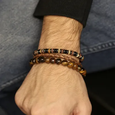 Produktbild von Frank 1967 7FB-0674 Armband Tijgeroog Beads 8mm - 20cm - Staal - Bruin