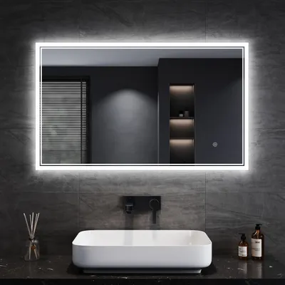 Produktbild von Lustro łazienkowe SONNI LED 100×60 cm lusterko kosmetyczne IP44 lusterko łazienkowe energooszczędne wodoodporne i przeciwmgielne przełącznik dotykowy
