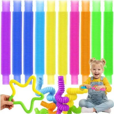 Imagen del producto de Juego de 10 tubos sensoriales, flexibles y de colores, ideales para reducir el estrés