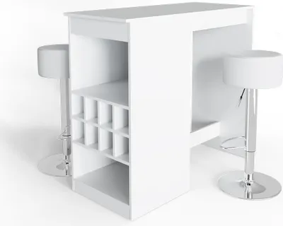 Obrázok produktu pre Súprava barového stola Vicco Ross, 115 x 50 cm s 2 barovými stoličkami, biela