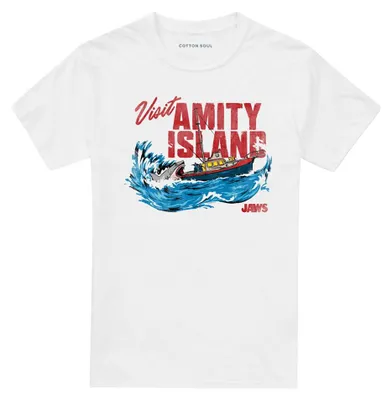 Productafbeelding van Jaws - "Bezoek Amity" T-shirt voor heren/dames, uni, model 50. TV35307 (maat M) (wit)