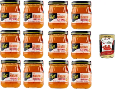 Produktbild von Biffi Salsa di mandarini per formaggi Mandarinensauce für Käse 12x100 gr+ Italian Gourmet polpa 400g
