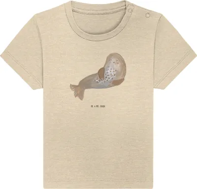 Produktbild von Mr. & Mrs. Panda  T-Shirt Robbe Lachen 6. - 12. Monat - Natural Raw - Geschenk, Ostsee, Robben, Baby Shirt, Nordsee, Strand, Meerestier, Kinder Oberteil, Babyshirt
