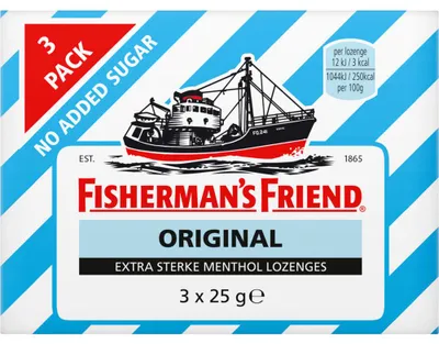 Image de Fisherman's Friend Original sans sucre 75g, bonbons mentholés forts pour une haleine fraîche