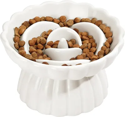 Obrázok produktu pre Miska pre mačky, protišmyková, keramika, 8.5 cm, biela, pre krmivo