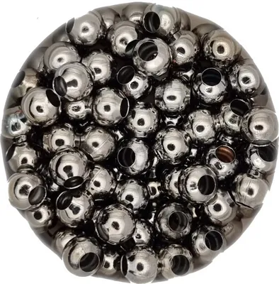 Produktbild von Metall Perlen Großlochperlen 4 mm, ca. 100 Stück, Anthrazit