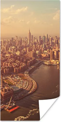 Produktbild von MuchoWow® Poster New York - Skyline - Gold 60x120 cm - Wandschmuck