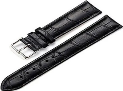 Produktbild von Herren Damen Vintage Luxus Kunstleder verstellbares Uhrenarmband mit Schnalle-Schwarz,20mm