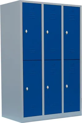 Produktbild von Spind Garderobenschrank doppelstöckig 3 Abteile 6 Fächer-Spint 523231