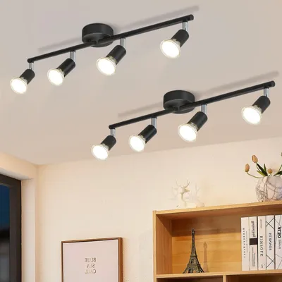 Obrázek produktu pro ZMH LED stropní světlo 4 plameny 2ER stropní reflektor obývací pokoj černé stropní svítidlo GU10 stropní bodové otočné 350°otočný strop ložnice kuchyně předsíň