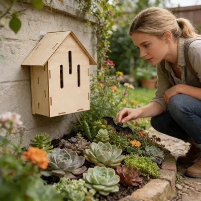 Produktbild von Fledermauskästen aus massivem Holz - Wetterfestes Tierquartier für den Garten