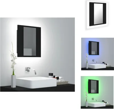 Obrázok produktu pre vidaXL LED kúpeľňová zrkadlová skrinka čierna 40x12x45 cm akryl - Kúpeľňové doplnky