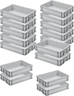 Produktbild von 16x Eurobehälter LxBxH 600 x 400 x 120 mm, 24 Liter, PP, lebensmittelecht, Farbe grau