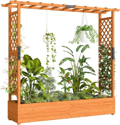 Image de Jardinière surélevée - Bac de culture - Pot de fleurs - Jardinière de jardin - Jardinière de balcon - Construction en bois