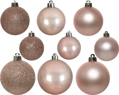 Produktbild von Weihnachtskugeln Kunststoff Mix 4-6cm rosa, 30er Set