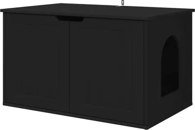 Productafbeelding van Kattenhuis Zwart 85 x 55 x 50,5 cm Bewerkt hout