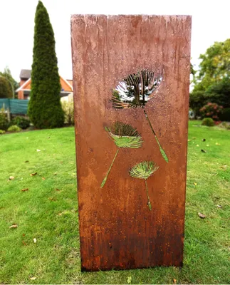 Produktbild von Sichtschutz Sichtschutzelement Stele Wand Edelrost Rost 150 x 62 cm inkl. Bodenanker Pusteblume