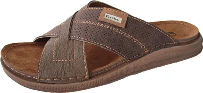 Produktbild von Fischer Herren Pantolette aus Leder gepolstert und leicht rutschfest 556546, Größe:42 EU, Farbe:Braun