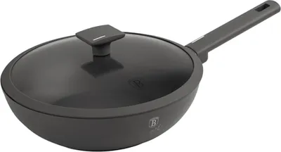 Produktbild von Berlinger Haus Antracit Collection Wok mit Deckel und ergonomischen Soft-Touch-Griffen (Silikongriffe),  28 cm