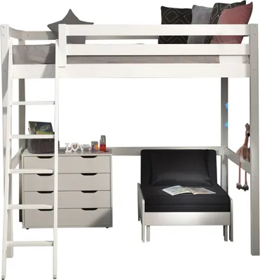 Produktbild von Hochbett Karolina 209x215x190 Kinderbett Massivholz+MDF Weiß