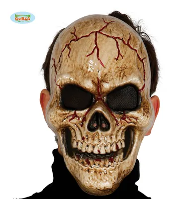 Horror-Shop Deluxe Totenschädel Maske Mit Echt Beweglichem Kiefer – Gruselig Realistisch